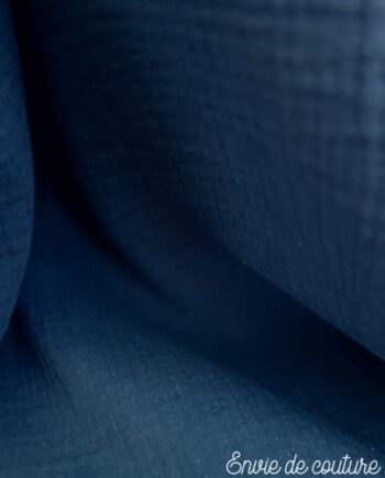 Tissu Double Gaze de coton biologique - Bleu marine