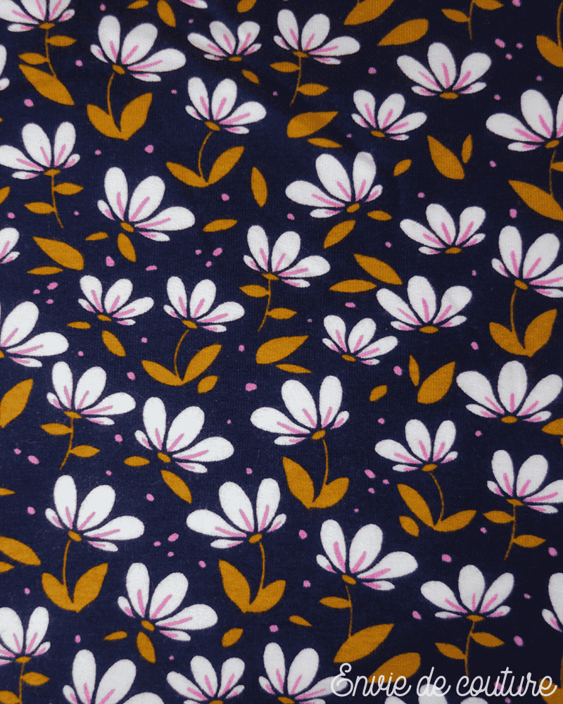 Soft Sweat de coton biologique Simple flower - Violet et orange - Poppy