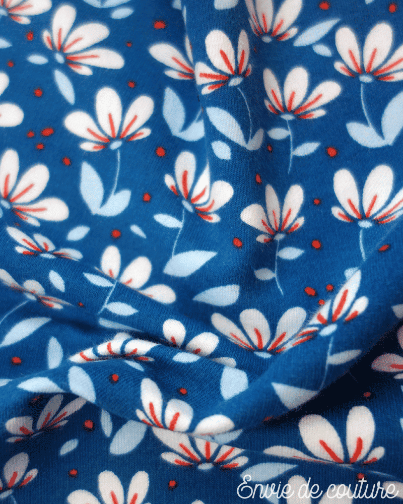 Soft Sweat de coton biologique Simple flower - Bleu - Poppy